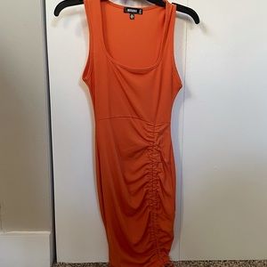Missguided Orange Rib Ruched Front Mini!! Never worn!!!